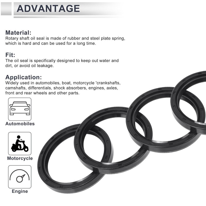 RATCHROLL Universal Oil Seal TC Double Lip W Steel Spring Seal Ring Rotary Shaft Seal 55x68x8mm High Pressure NBR Rubber Black 5 Pcs - Image 4
